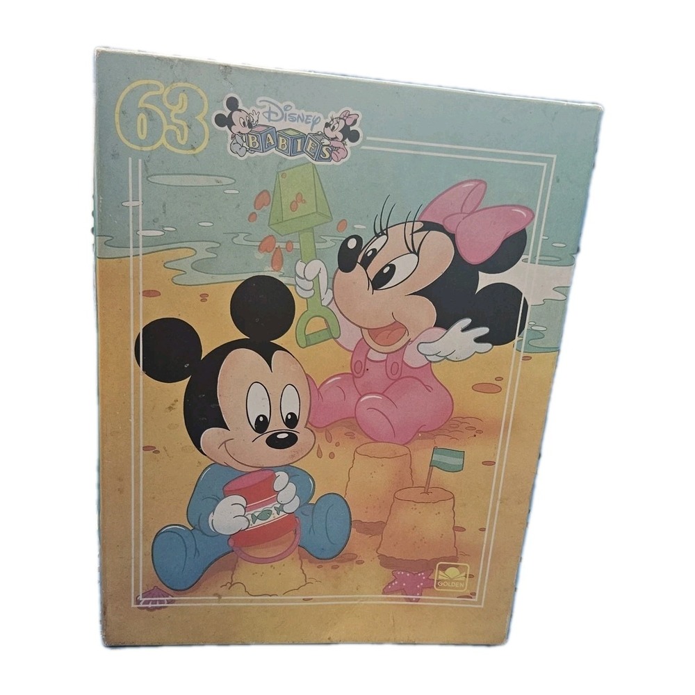 Vintage Disney Babies Puzzle, Golden, Beach, Sand, Mickey Mouse,‎ Minnie Mouse